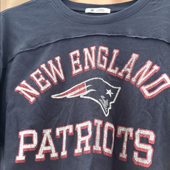 NWT NFL New England Patriots Football Cotton Cropped Tee Blue Short Sleeve XL - Picture 3 of 10